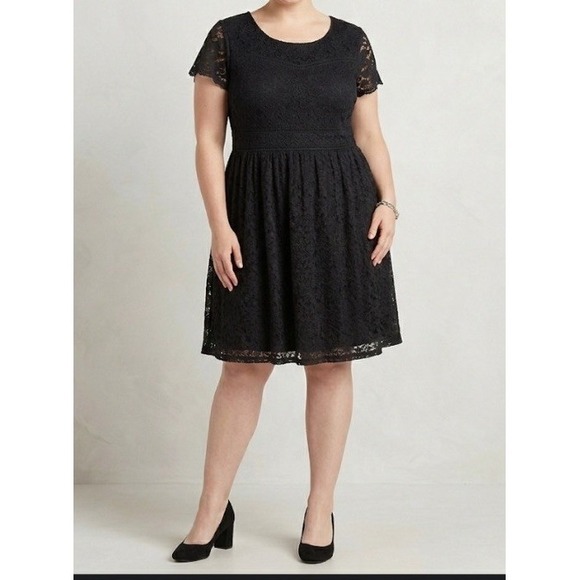 torrid Dresses & Skirts - Torrid Women Black Lace Dress SZ 26 (4X) Fit & Flare A-Line Scoop Neck 10626321